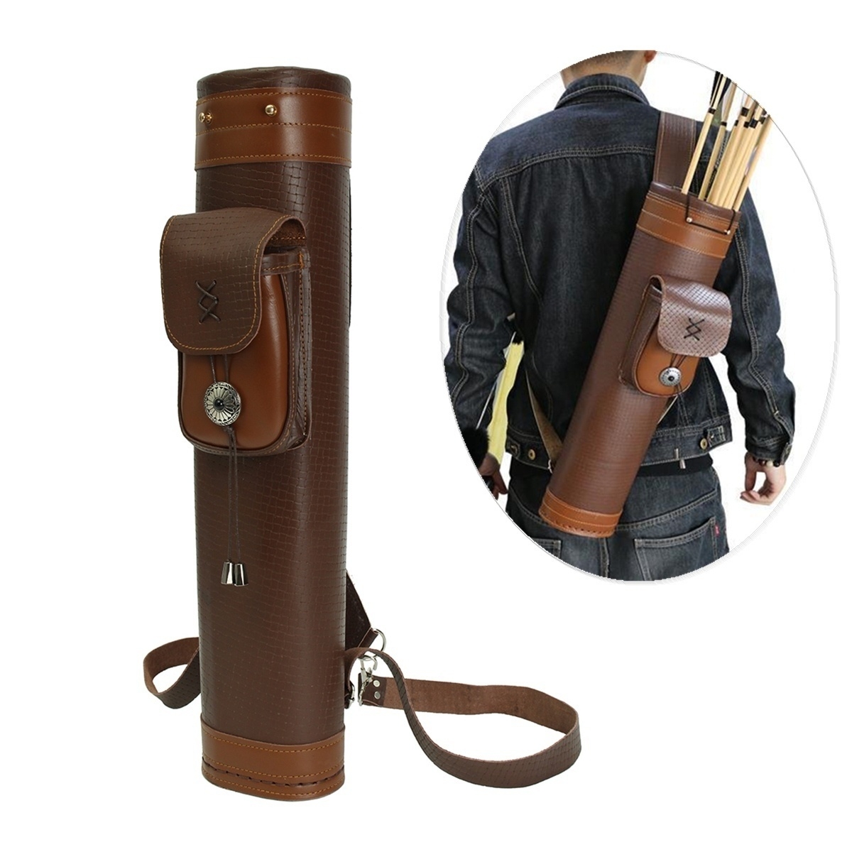 Quiver Arrow Back - Quente tradicional couro genuíno tiro com