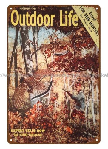 Hunting Quail - Placa de metal decorativa 1956 OUTDOOR